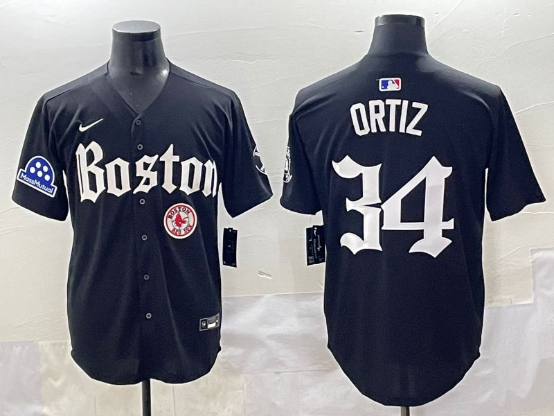 Men 2025 Boston Red Sox #34 Ortiz Black Five generations Joint Name Nike MLB Jersey style 22->boston red sox->MLB Jersey